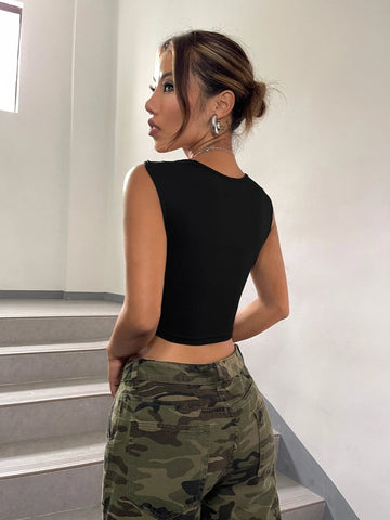 Ribbed Knit Crop Tank Top