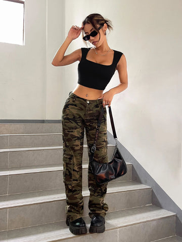 Ribbed Knit Crop Tank Top
