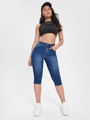 High Waist Capri Skinny Jeans