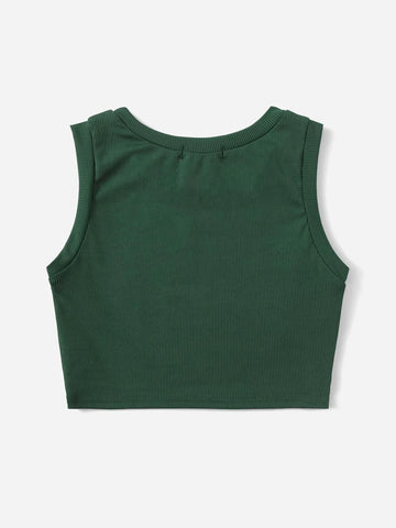 ROMWE Wave Graphic Ribbed Tank Top
