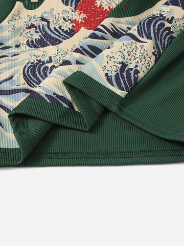 ROMWE Wave Graphic Ribbed Tank Top