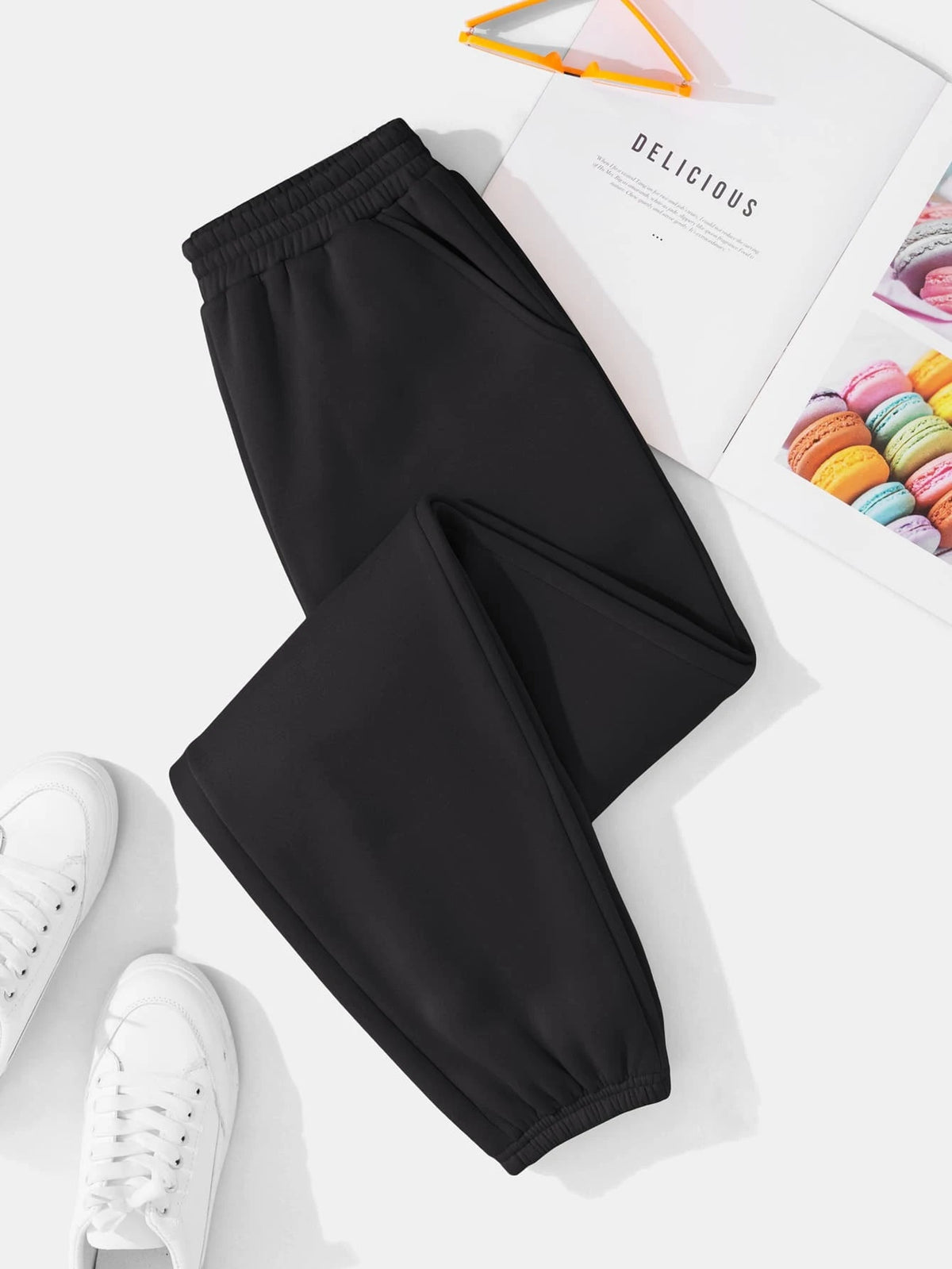 Solid Elastic Waist Sweatpants