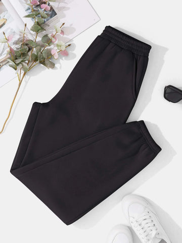 Solid Elastic Waist Sweatpants