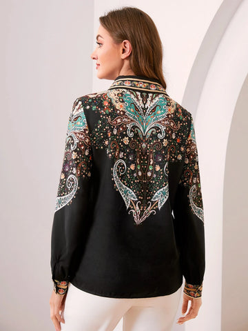 Paisley & Floral Print Button Through Shirt
