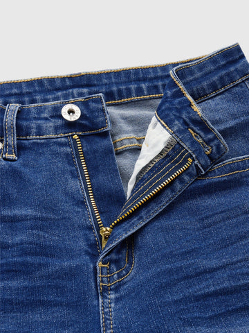 High Waist Ripped Roll Up Hem Capri Skinny Jeans