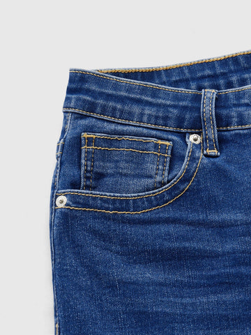 High Waist Ripped Roll Up Hem Capri Skinny Jeans