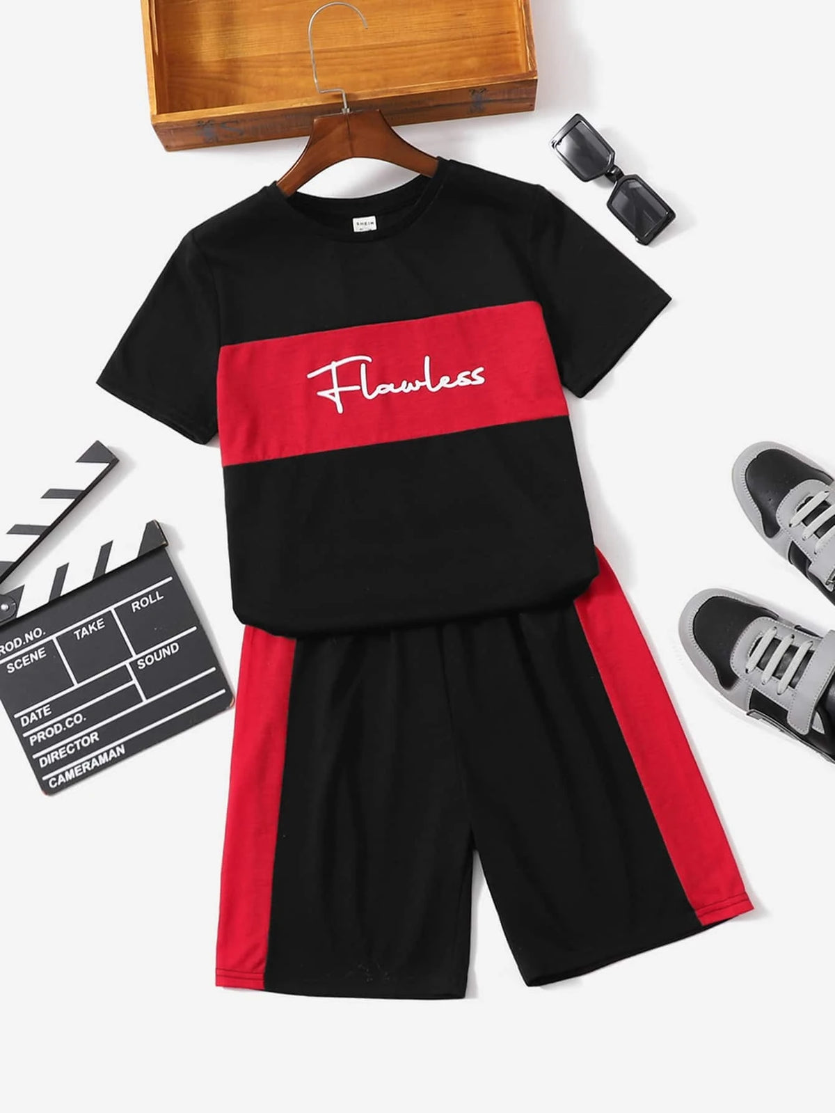 Boys Letter Graphic Colorblock Tee & Shorts