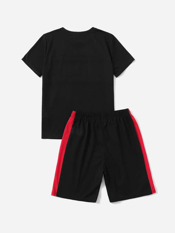 Boys Letter Graphic Colorblock Tee & Shorts