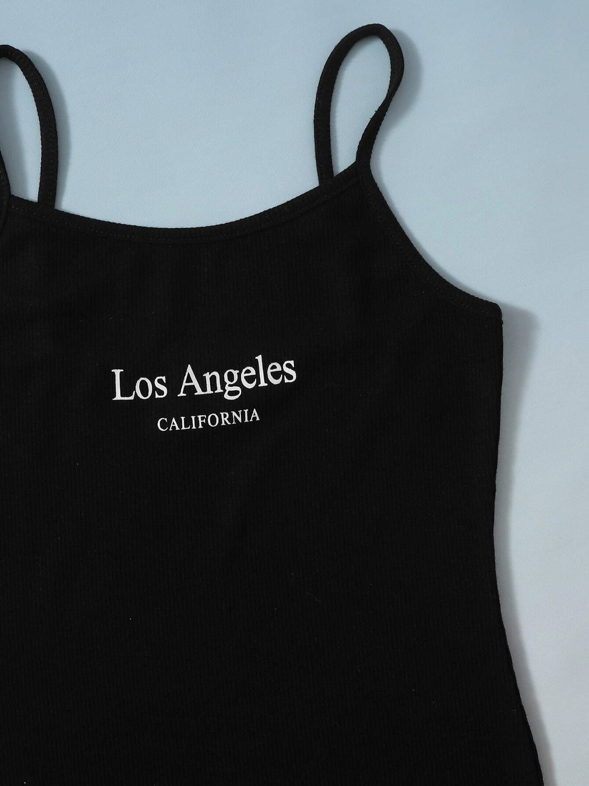 Girls Super Crop Top & Letter Graphic Cami Dress Set