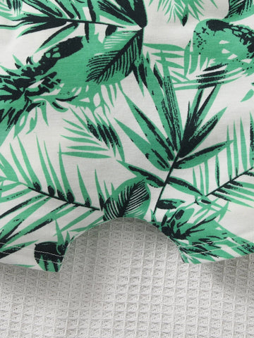 Baby Tropical Print Patched Pocket Tank Top & Shorts
