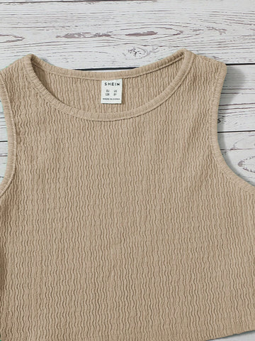 Girls Solid Tank Top & Skirt