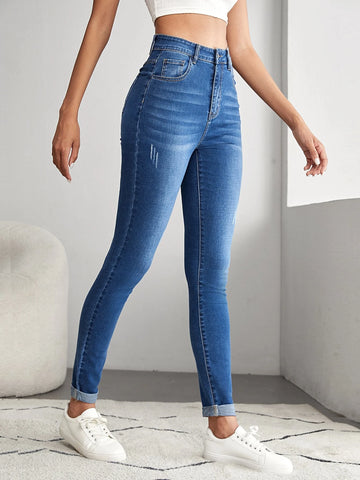 Tall High Waist Cat Scratch Skinny Jeans
