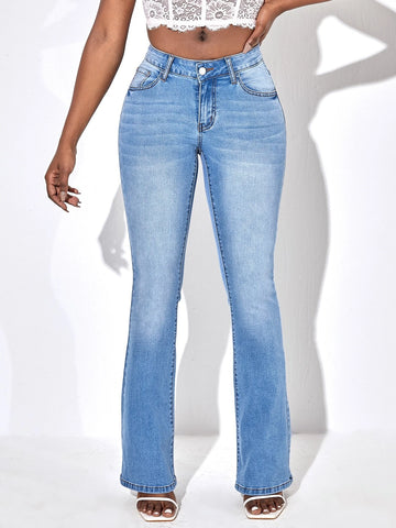 SXY Moustache Effect Flare Leg Jeans