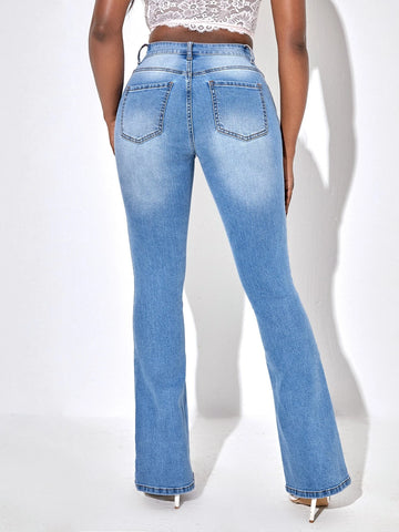 SXY Moustache Effect Flare Leg Jeans