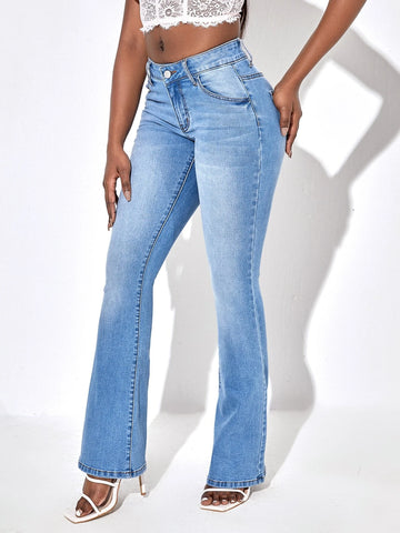 SXY Moustache Effect Flare Leg Jeans