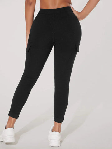 PETITE High Waist Flap Pocket Side Skinny Jeans