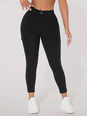 PETITE High Waist Flap Pocket Side Skinny Jeans