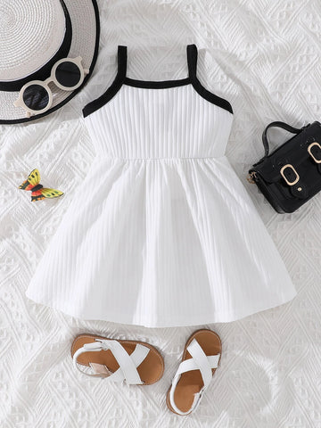 Baby Butterfly Print Contrast Binding Cami Dress