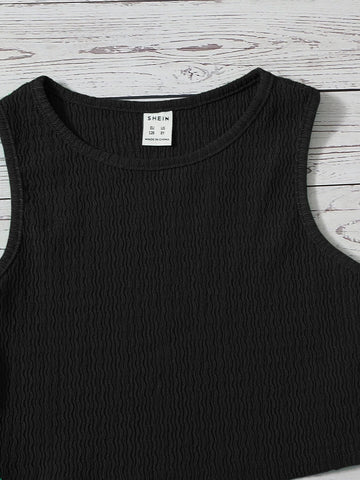 Girls Solid Tank Top & Skirt