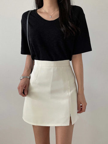 DAZY High Waist Split Hem Skirt