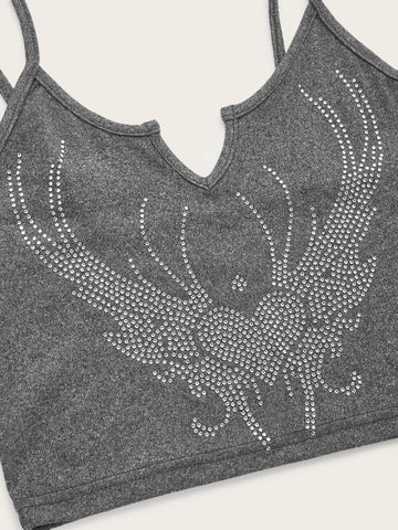 ROMWE STPL Heart Rhinestone Cami Top