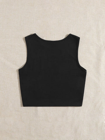 Teen Girls Letter and Car Print Tank Top