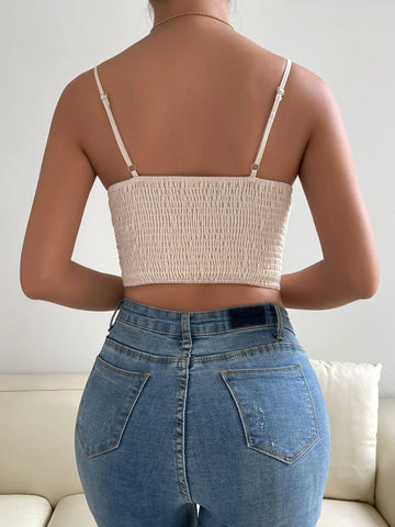 Solid Asymmetrical Hem Crop Cami Top