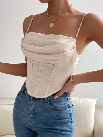 Solid Asymmetrical Hem Crop Cami Top