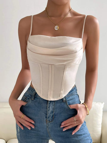 Solid Asymmetrical Hem Crop Cami Top