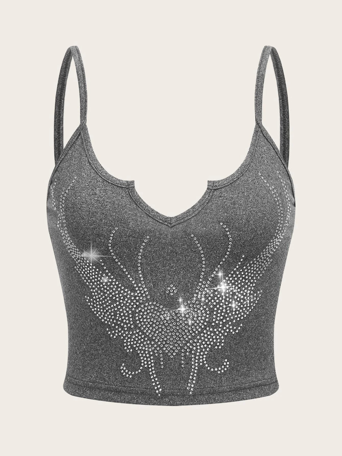 ROMWE STPL Heart Rhinestone Cami Top