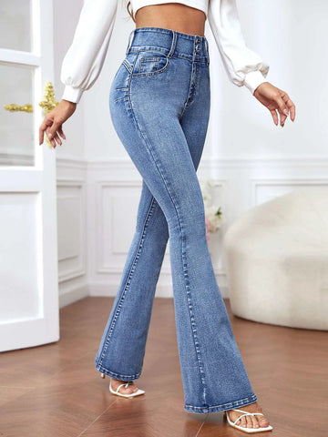 Slant Pocket Flare Leg Jeans