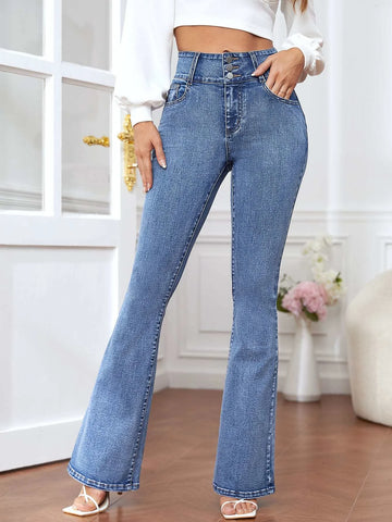 Slant Pocket Flare Leg Jeans