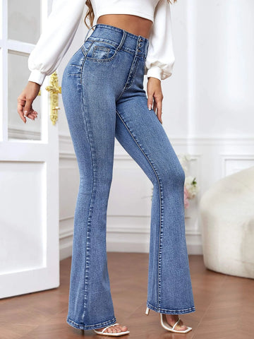 Slant Pocket Flare Leg Jeans