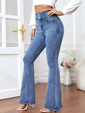 Slant Pocket Flare Leg Jeans