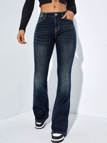 Slant Pocket Bootcut Leg Jeans