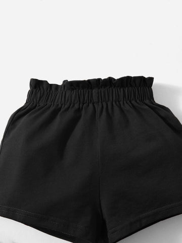 Baby One Shoulder Top & Paper Bag Waist Shorts