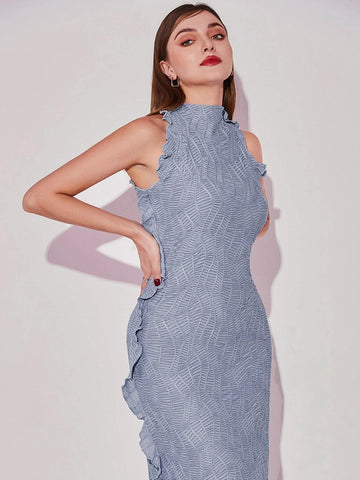 Lettuce Trim Textured Dress