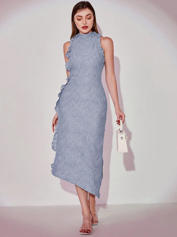 Lettuce Trim Textured Dress