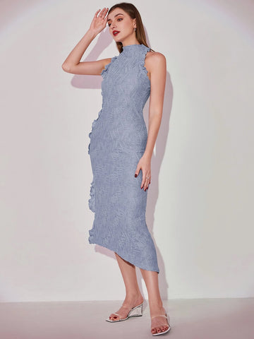 Lettuce Trim Textured Dress