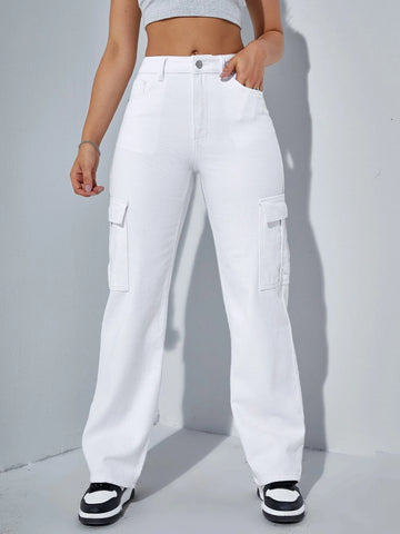 Flap Pocket Side Cargo Jeans