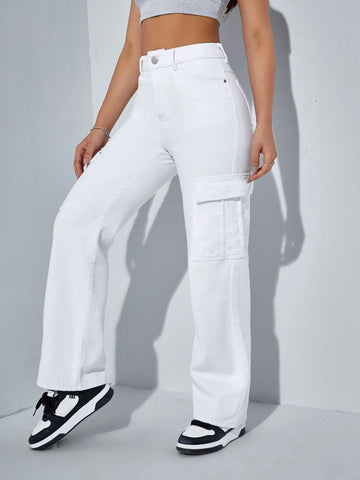 Flap Pocket Side Cargo Jeans