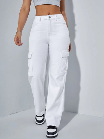 Flap Pocket Side Cargo Jeans
