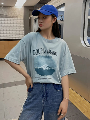 DAZY Letter Graphic Oversized Tee