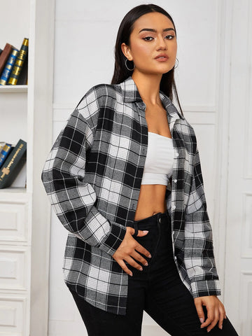 Plaid Print Drop Shoulder Shirt