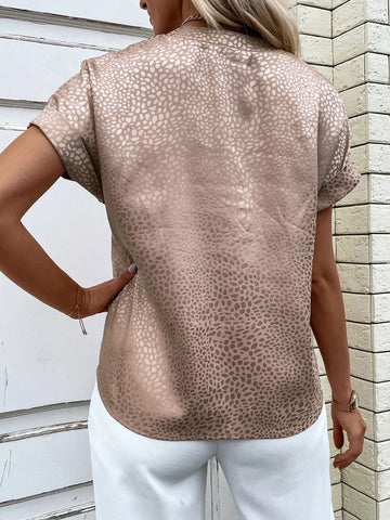 Dalmatian Jacquard Dolman Sleeve Satin Blouse