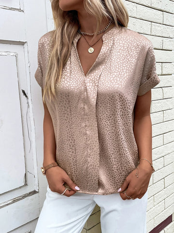 Dalmatian Jacquard Dolman Sleeve Satin Blouse