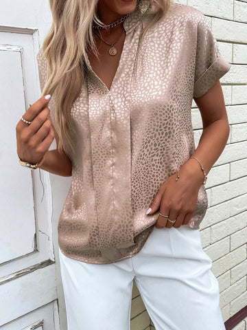 Dalmatian Jacquard Dolman Sleeve Satin Blouse