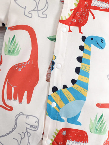 Baby Dinosaur Print Button Front Romper