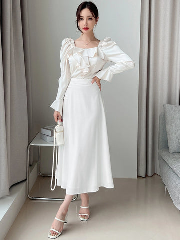 DAZY High Waist Solid Skirt