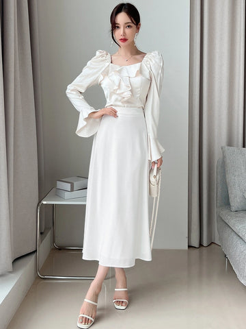 DAZY High Waist Solid Skirt